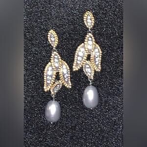 FORMAL EARRINGS Special Occasion Style Duplication of Grey Pearl Pave’ Earrings